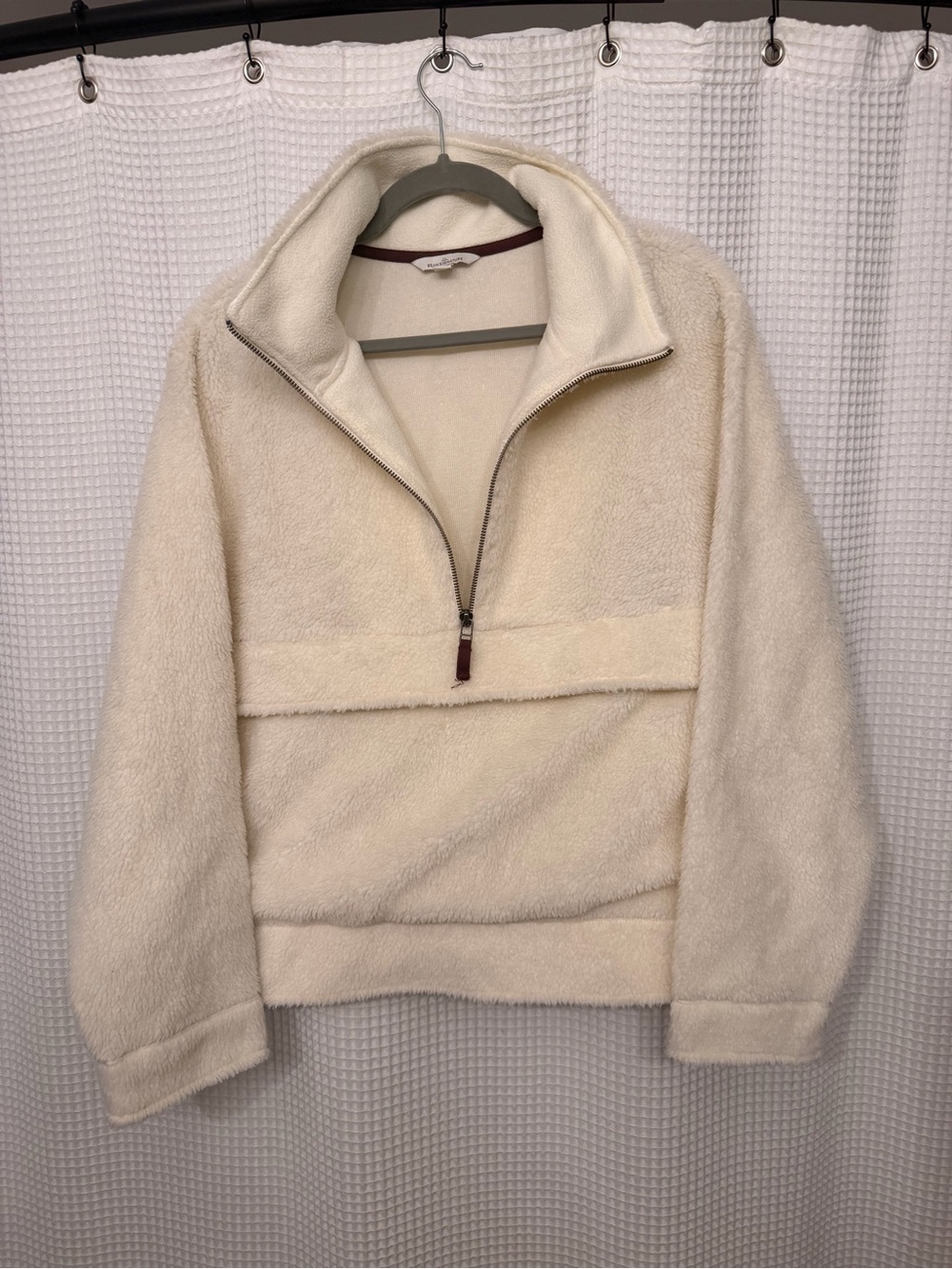 Women’s LL Bean Signature Cream Quarter-Zip Sherpa Pullover Jacket Large